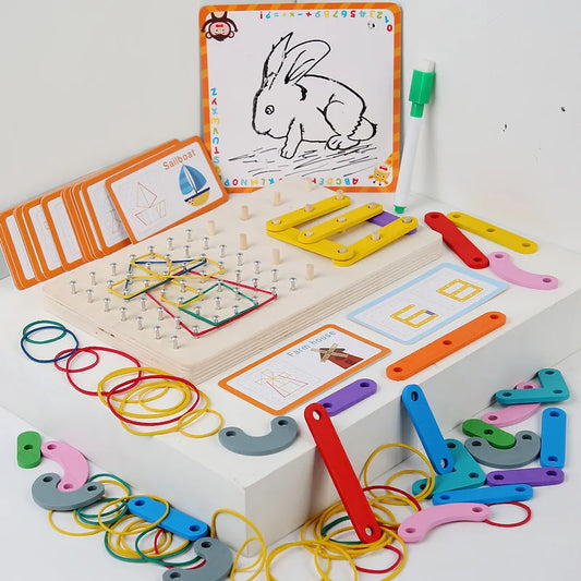 Geometry Puzzle & Peg Board & Color Sorting  3 in 1 MLA MS43