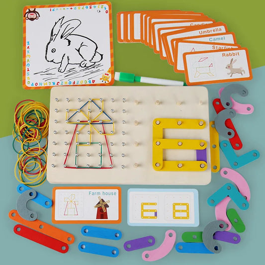 Geometry Puzzle & Peg Board & Color Sorting  3 in 1 MLA MS43